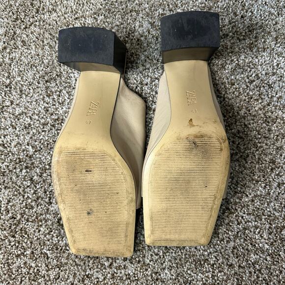 ZARA Women's Leather Block Heel Mules Size 41/U - Picture 10 of 10